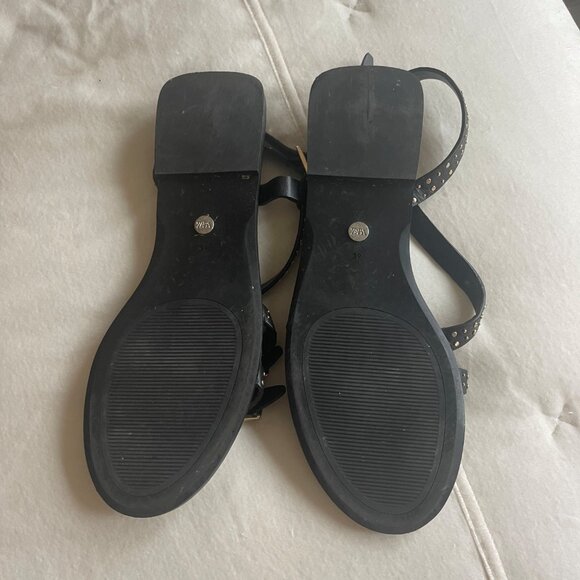 Zara Black Leather Studded Sandals-Size 8.5 - Picture 2 of 2
